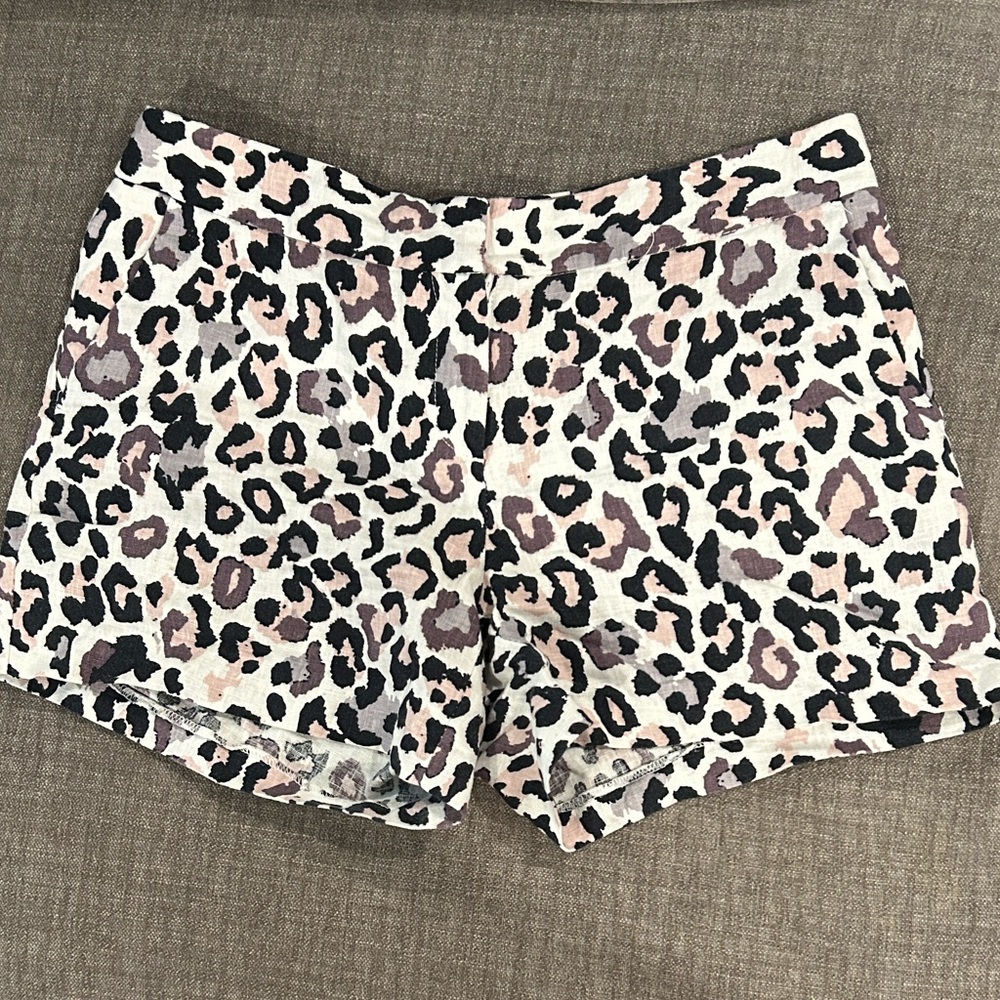 Linen Leopard Print Women's Shorts